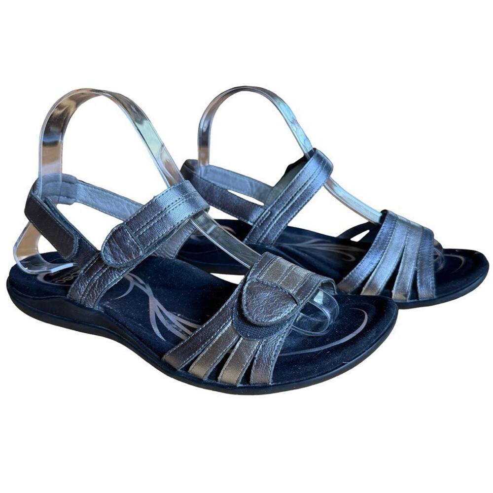 Abeo Bio System Brynn Womens Silver Leather Ankle Strap Sporty Shoes Sandals 8 N
